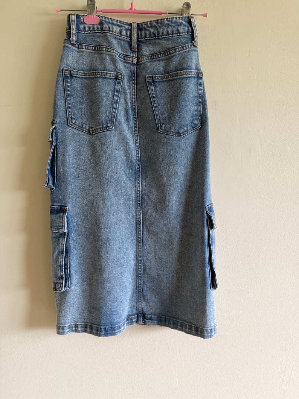 High-Rise Cargo Skirt Women’s in Light Blue Denim - Picture 6 of 6
